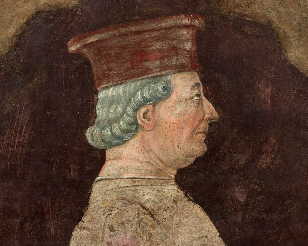 Bonifacio Bembo (1420-1480), “Ritratto di Francesco Sforza”, 1462, affresco (particolare). Cremona (Lombardia), chiesa di Sant’Agostino