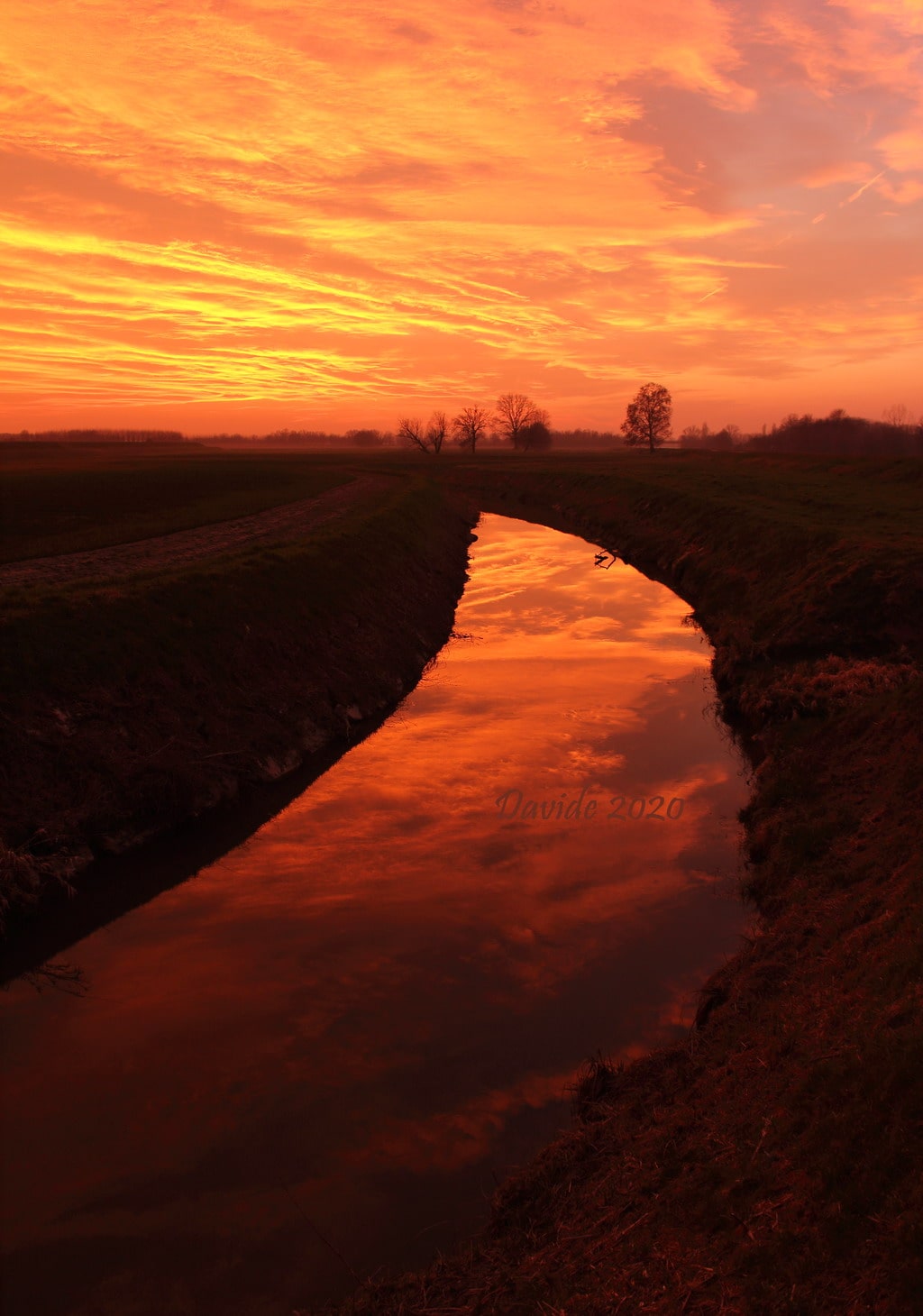 Davide, “Tramonto sul Riglio”, Spinadesco (Cremona, Lombardia – Italia), febbraio 2020. © Davide Tansini
