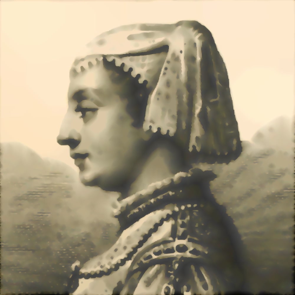 Filippo Caporali (1794-1856), “Bianca Maria Visconti, dal ritratto dipinto da Bonifacio Bembo Cremonese”, 1836, incisione. Tratto da: “Iconografia italiana degli uomini e delle donne celebri dall’epoca del risorgimento delle scienze e delle arti fino ai nostri giorni” Antonio Locatelli, Milano 1836, vol. I. Rielaborazione di Davide Tansini (2021)